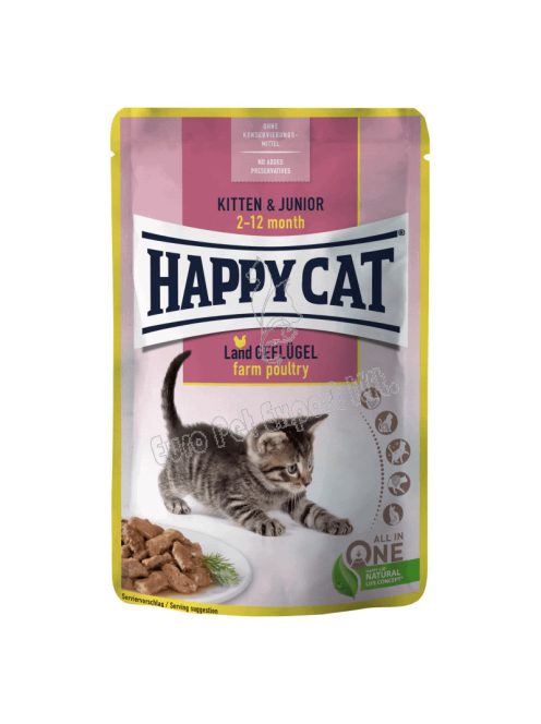 Happy Cat Kölyök és Junior macskaeledel 85 g Baromfi