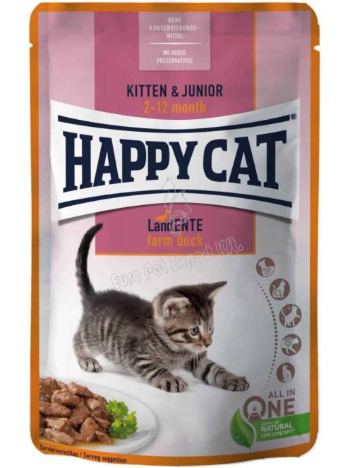 Happy Cat Kölyök és Junior macskaeledel 85 g Kacsa
