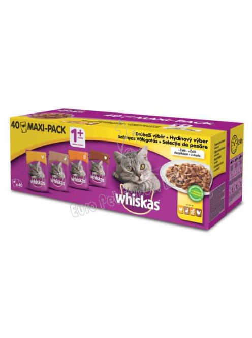 Whiskas tasakos szárnyas válogatás aszpikban felnőtt macskák számára 40 x 100g