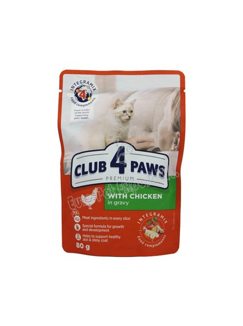 CLUB4PAWS CAT POUCH 80G KITTEN  CSIRKE GRAVY