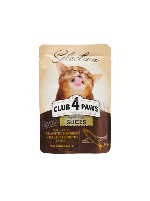 CLUB4PAWS CAT POUCH SELECT SLICES 80G HERING JELLY