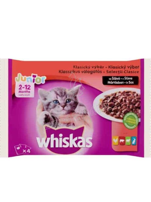 WHISKAS Junior alutasakos eledel húsos válogatás 4x100g