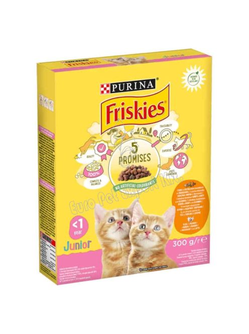 Friskies Junior száraz macskaeledel csirkével, tejjel és hozzáadott zöldségekkel 300g