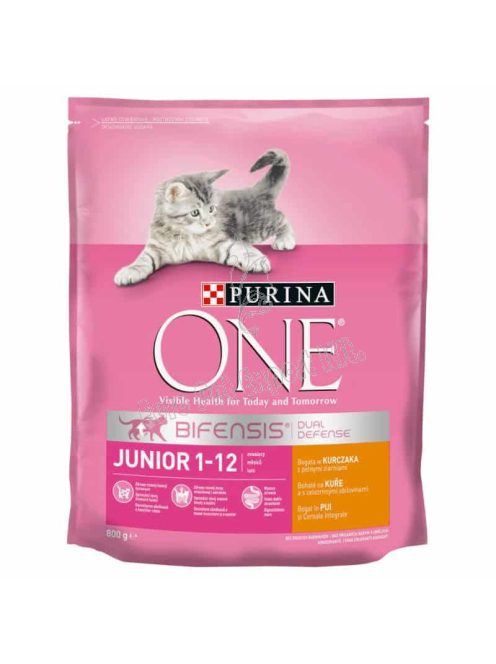 Purina One Junior csirkében gazdag teljes értékű állateledel kölyökmacskák részére 800g