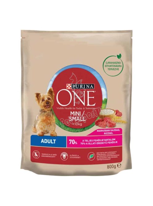 Purina One Mini Adult marhában gazdag száraz kutyaeledel 800g