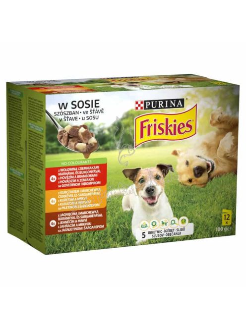 Friskies teljes értékű állateledel felnőtt kutyák számára szószban 12 x 100g (1200g)