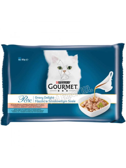 Gourmet Perle macskaeledel 4x85 g Lazac-Tonhal