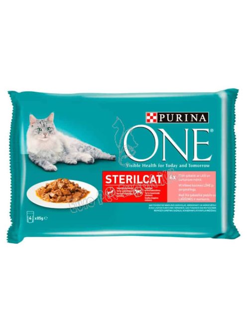 Purina One Sterilcat Lazaccal és Répával nedves macskaeledel sterilizált macskák számára 4 x 85g