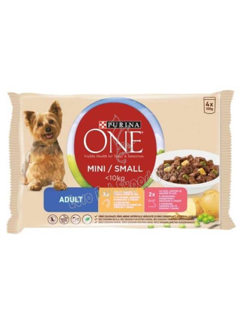 PURINA ONE MINI/SMALL Marhával és csirkével szószban 4x100g