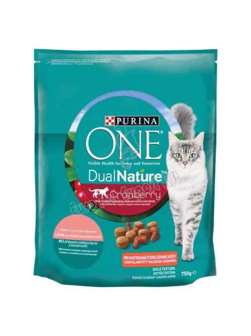 Purina One DualNature Cranberry teljes értékű állateledel ivartalanított macskáknak lazaccal 750g