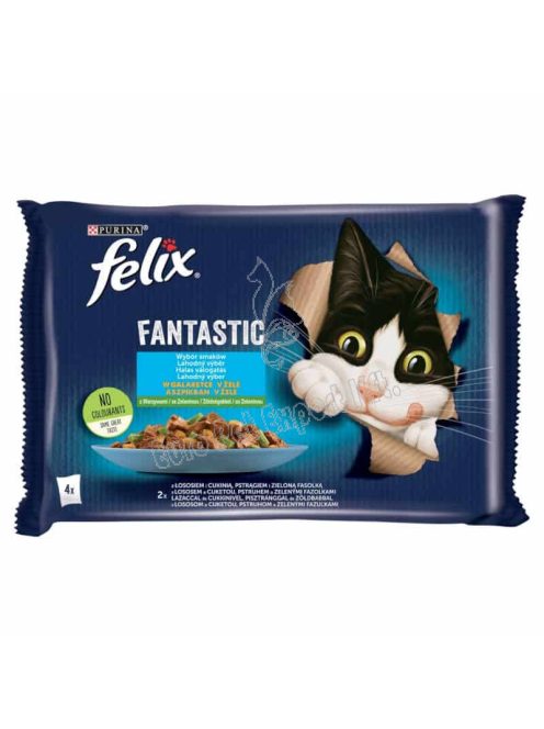 Felix Fantastic Lazaccal/Pisztránggal aszpikban nedves macskaeledel 4 x 85g (340g)