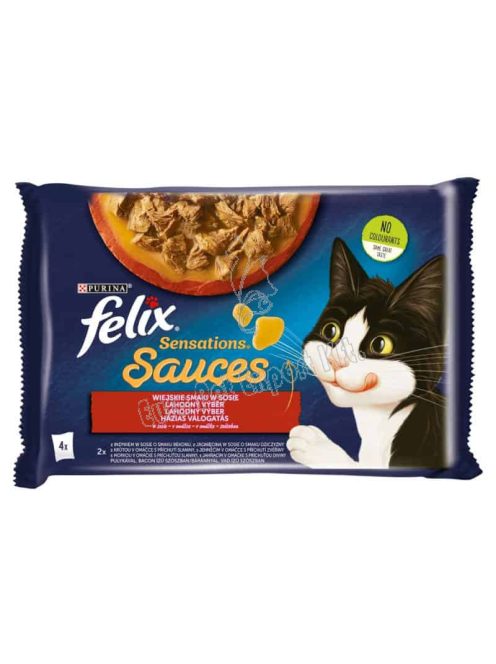 Felix Sensations Sauces Házias Válogatás szószban nedves macskaeledel 4 x 85g (340g)