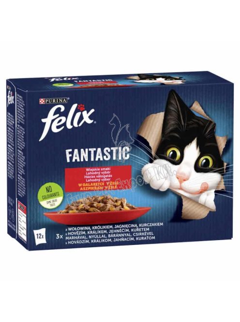 Felix Fantastic Házias Válogatás aszpikban nedves macskaeledel 12 x 85g (1,02kg)