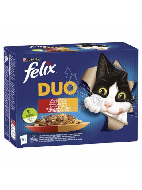 Felix Fantastic Duo Házias Válogatás aszpikban nedves macskaeledel 12 x 85g (1,02kg)