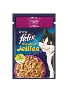   Felix Sensations Jellies Kacsával, aszpikban spenóttal nedves macskaeledel 85g