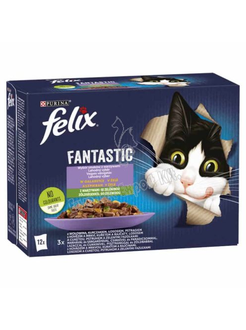 Felix Fantastic Házias Válogatás zöldségekkel aszpikban nedves macskaeledel 12 x 85g (1,02kg)