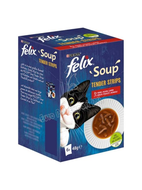 FELIX Soup Tender strips Házias válogatás szószban nedves macskaeledel falatkákkal 6 x 48g