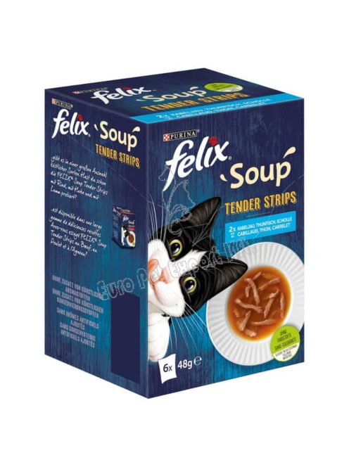 FELIX Soup Tender strips Halas válogatás szószban nedves macskaeledel falatkákkal 6 x 48g