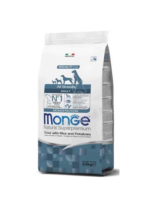 MONGE DOG Monoprotein Pisztráng rizzsel és burgonyával 12Kg