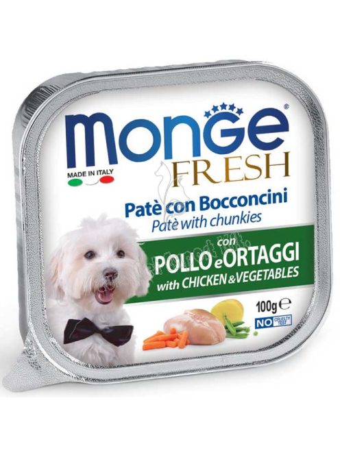 MONGE Fresh Pástétom és falatkák csirkével és zöldséggel 100g