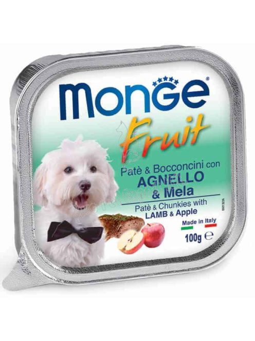 MONGE Fruit Pástétom és falatkák Bárány-alma 100g