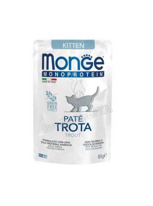 MONGE MONOPROTEIN Pisztrángos - kölyökmacskáknak - 85g