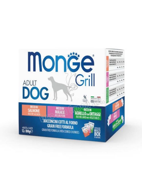 MONGE Dog Grill Multi box Lazac-Sertés-Bárány 12x100g