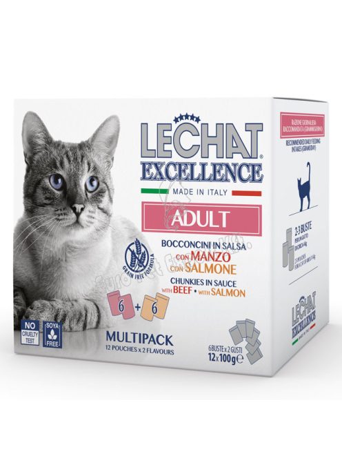 LeChat Excellence Multipack Adult Marhahús és Lazac 12x100g