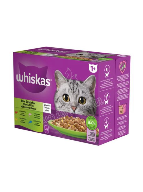 WHISKAS POUCH VEGYES VÁLOGATÁS 12X85G ASZPIKBAN